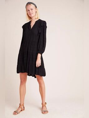 ANTHROPOLOGIE ROSSI RUFFLED TUNIC DRESS
